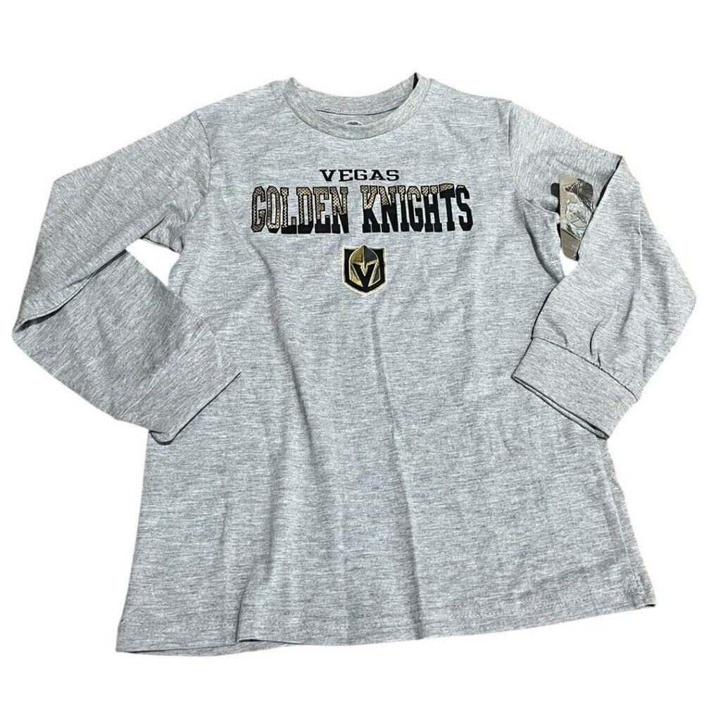 Vegas Golden Knights Youth XS 4/5 Gray Long Sleeve T Shirt NHL Hockey NWT